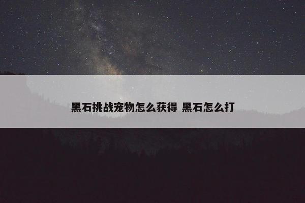 黑石挑战宠物怎么获得 黑石怎么打