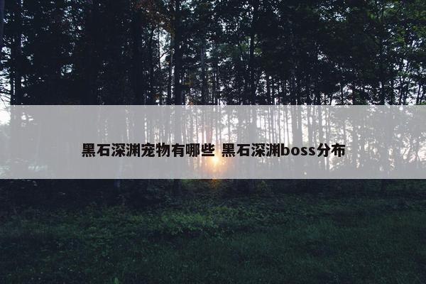 黑石深渊宠物有哪些 黑石深渊boss分布