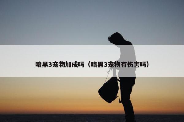 暗黑3宠物加成吗（暗黑3宠物有伤害吗）