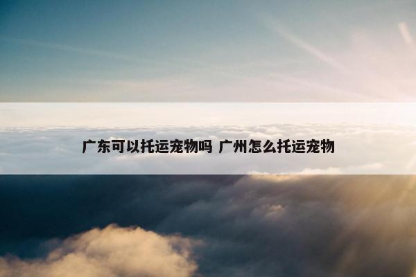 广东可以托运宠物吗 广州怎么托运宠物