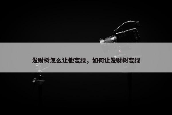 发财树怎么让他变绿，如何让发财树变绿