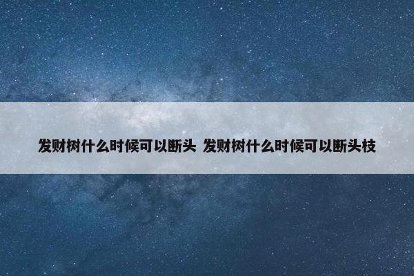 发财树什么时候可以断头 发财树什么时候可以断头枝