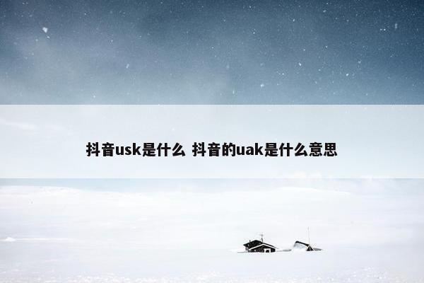 抖音usk是什么 抖音的uak是什么意思