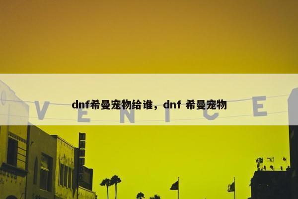 dnf希曼宠物给谁，dnf 希曼宠物