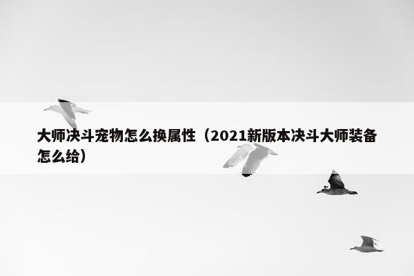 大师决斗宠物怎么换属性（2021新版本决斗大师装备怎么给）