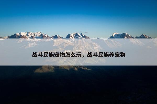 战斗民族宠物怎么玩，战斗民族养宠物