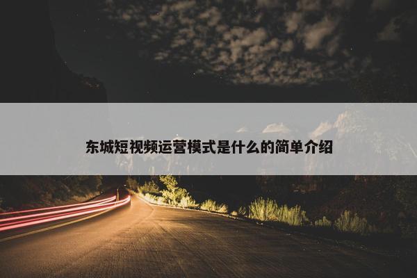 东城短视频运营模式是什么的简单介绍