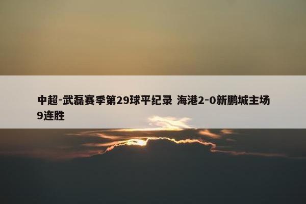 中超-武磊赛季第29球平纪录 海港2-0新鹏城主场9连胜