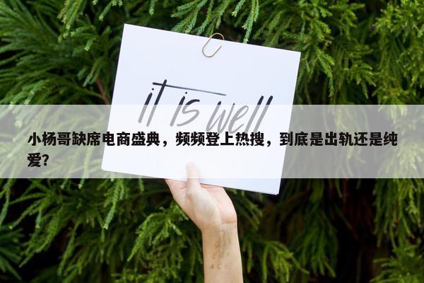 小杨哥缺席电商盛典，频频登上热搜，到底是出轨还是纯爱？