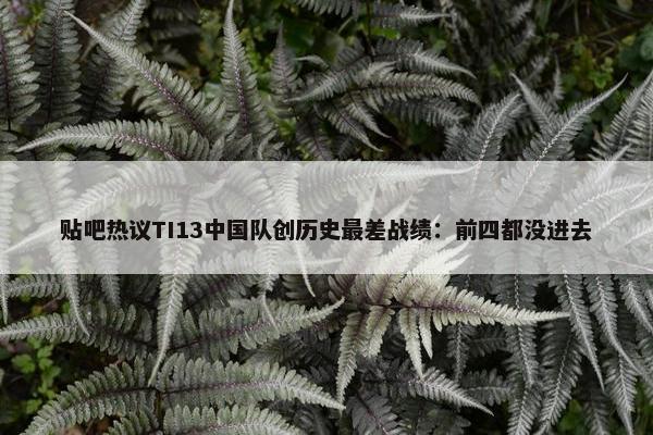 贴吧热议TI13中国队创历史最差战绩：前四都没进去