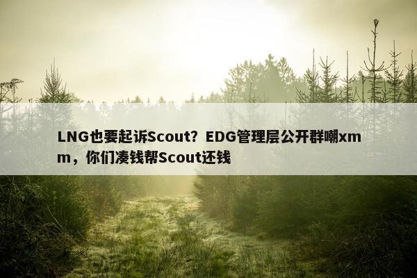 LNG也要起诉Scout？EDG管理层公开群嘲xmm，你们凑钱帮Scout还钱