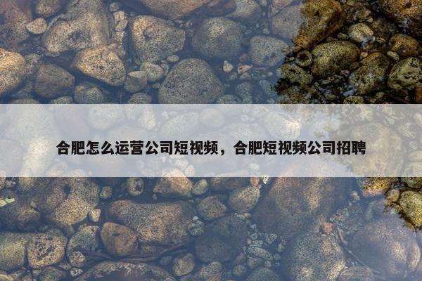 合肥怎么运营公司短视频，合肥短视频公司招聘