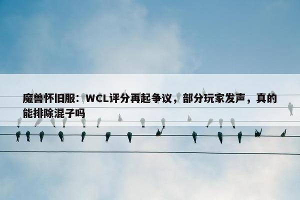 魔兽怀旧服：WCL评分再起争议，部分玩家发声，真的能排除混子吗