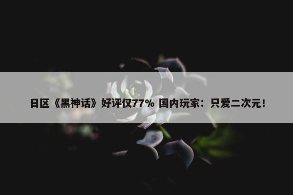 日区《黑神话》好评仅77% 国内玩家：只爱二次元！