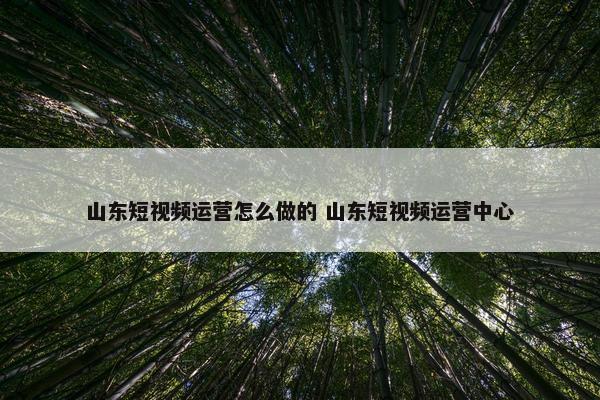 山东短视频运营怎么做的 山东短视频运营中心