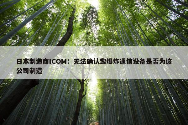 日本制造商ICOM：无法确认黎爆炸通信设备是否为该公司制造