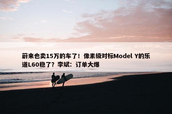 蔚来也卖15万的车了！像素级对标Model Y的乐道L60稳了？李斌：订单大爆