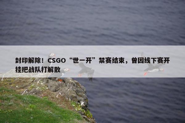 封印解除！CSGO“世一开”禁赛结束，曾因线下赛开挂把战队打解散