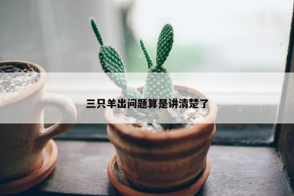 三只羊出问题算是讲清楚了