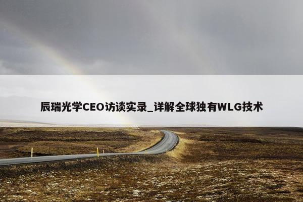 辰瑞光学CEO访谈实录_详解全球独有WLG技术