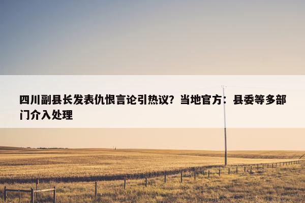 四川副县长发表仇恨言论引热议？当地官方：县委等多部门介入处理