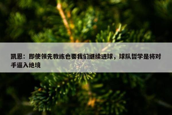 凯恩：即使领先教练也要我们继续进球，球队哲学是将对手逼入绝境