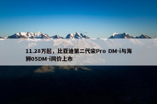 11.28万起，比亚迪第二代宋Pro DM-i与海狮05DM-i同价上市