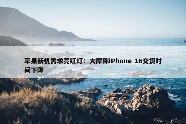 苹果新机需求亮红灯：大摩称iPhone 16交货时间下降