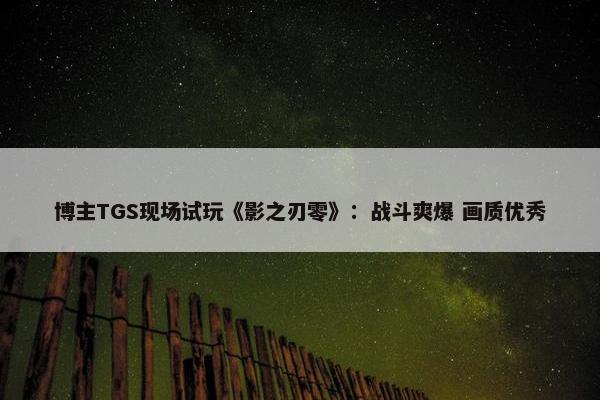 博主TGS现场试玩《影之刃零》：战斗爽爆 画质优秀