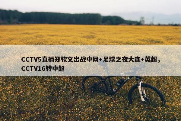 CCTV5直播郑钦文出战中网+足球之夜大连+英超，CCTV16转中超