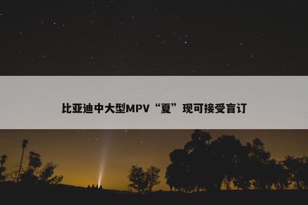 比亚迪中大型MPV“夏”现可接受盲订