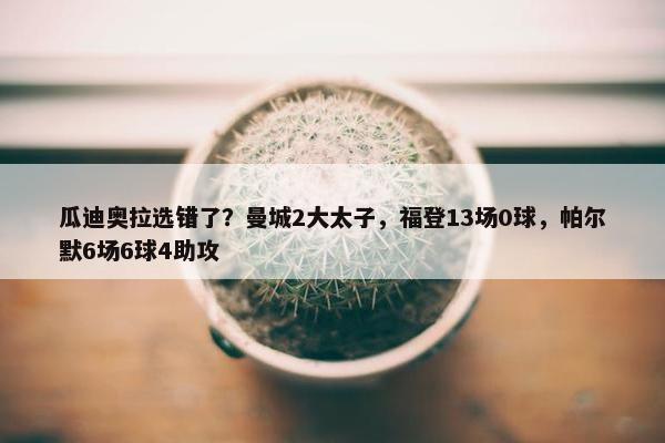 瓜迪奥拉选错了？曼城2大太子，福登13场0球，帕尔默6场6球4助攻