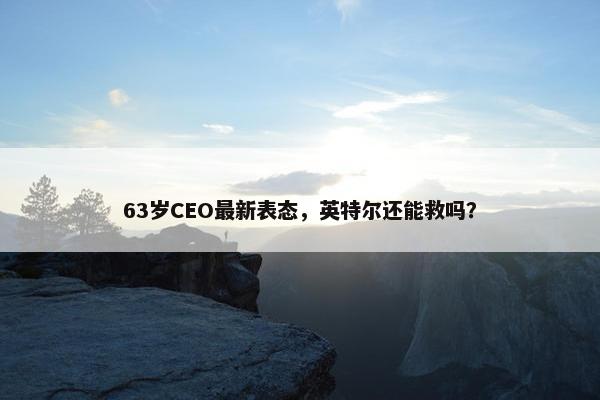 63岁CEO最新表态，英特尔还能救吗？