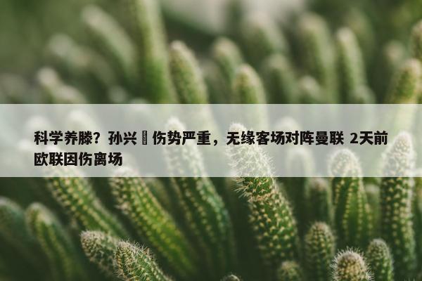 科学养滕？孙兴慜伤势严重，无缘客场对阵曼联 2天前欧联因伤离场