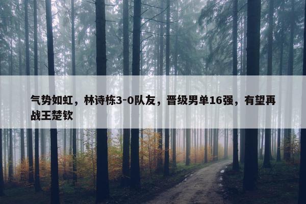 气势如虹，林诗栋3-0队友，晋级男单16强，有望再战王楚钦