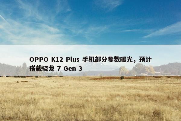 OPPO K12 Plus 手机部分参数曝光，预计搭载骁龙 7 Gen 3