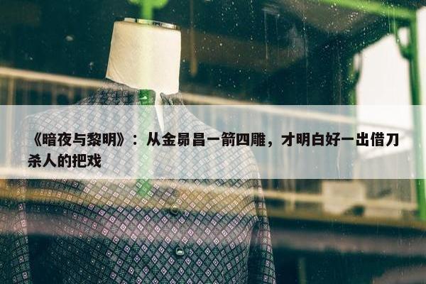 《暗夜与黎明》：从金昴昌一箭四雕，才明白好一出借刀杀人的把戏