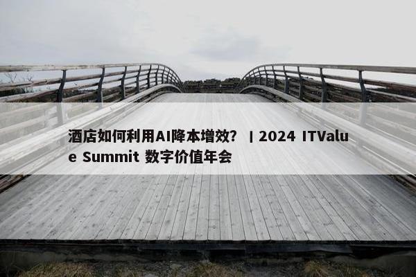 酒店如何利用AI降本增效？丨2024 ITValue Summit 数字价值年会