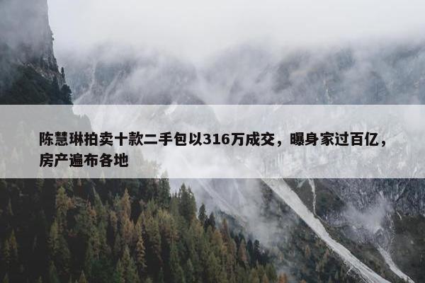 陈慧琳拍卖十款二手包以316万成交，曝身家过百亿，房产遍布各地