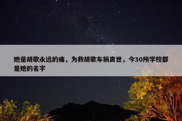 她是胡歌永远的痛，为救胡歌车祸离世，今30所学校都是她的名字