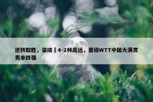 逆转取胜，梁靖崑4-2林高远，晋级WTT中国大满贯男单四强