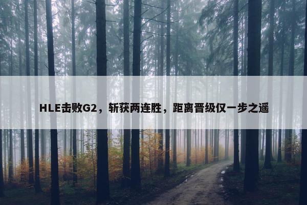 HLE击败G2，斩获两连胜，距离晋级仅一步之遥