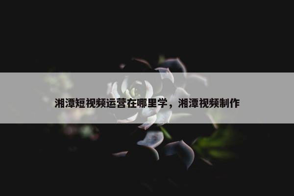 湘潭短视频运营在哪里学，湘潭视频制作