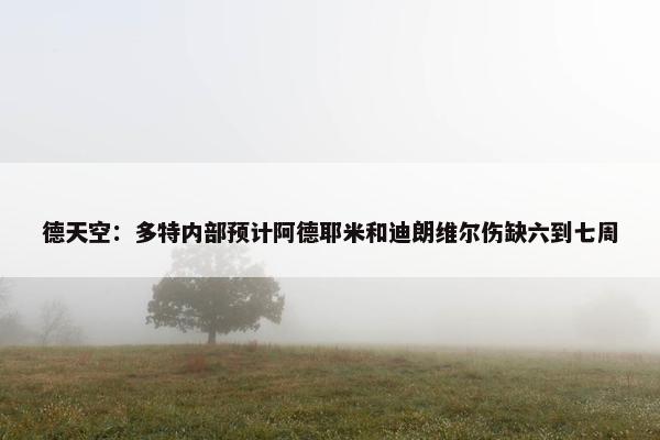 德天空：多特内部预计阿德耶米和迪朗维尔伤缺六到七周