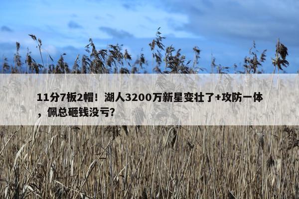 11分7板2帽！湖人3200万新星变壮了+攻防一体，佩总砸钱没亏？