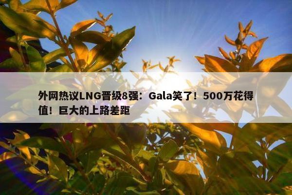 外网热议LNG晋级8强：Gala笑了！500万花得值！巨大的上路差距