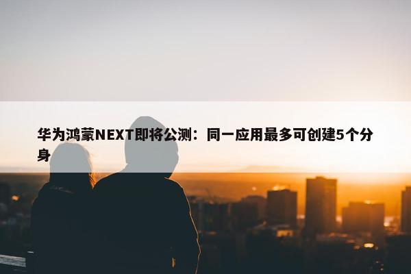 华为鸿蒙NEXT即将公测：同一应用最多可创建5个分身