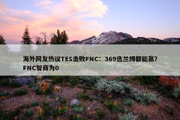 海外网友热议TES击败FNC：369选兰博都能赢？FNC智商为0