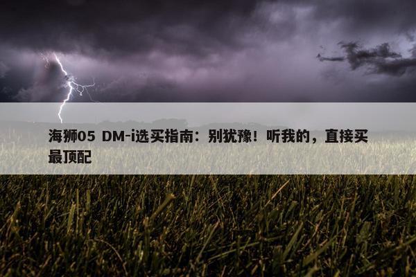 海狮05 DM-i选买指南：别犹豫！听我的，直接买最顶配