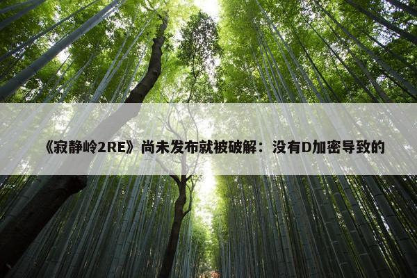 《寂静岭2RE》尚未发布就被破解：没有D加密导致的